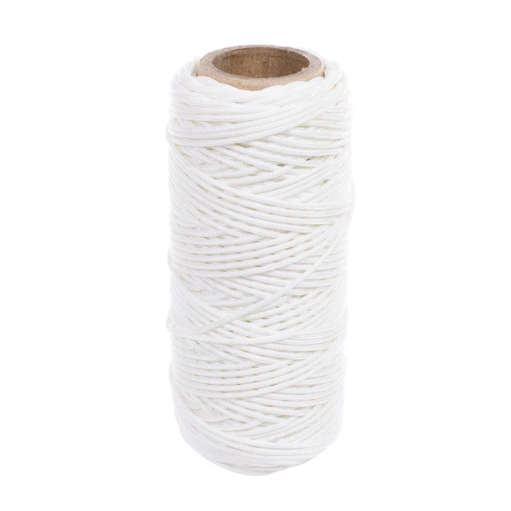 White Braided Polyester Mini Blind Cord - 100 Feet in Length - 1.8 MM - Gardening, Arts and Crafts, Beading, Stitching String