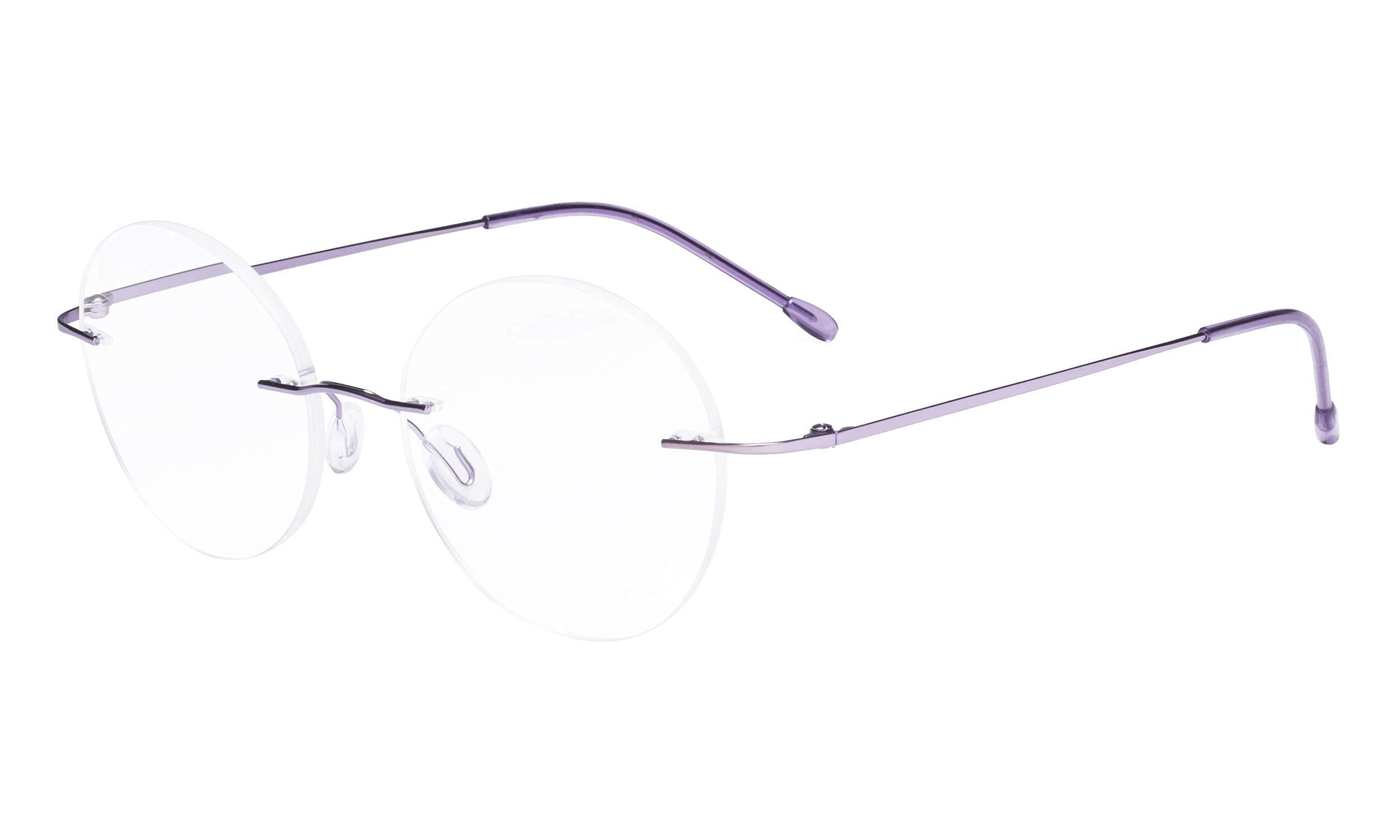 Eyekepper Frameless Reading Glasses Women - Round Rimless Readers Men Purple +1.75