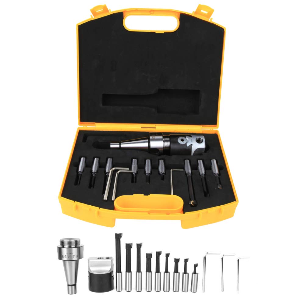Boring Head Set, Boring Cutter Set 9 Pcs Carbide Boring Bars NT30-F1-12-9PCS 12.5mm Boring Cutters 40 Carbon Steel CNC Milling Tool Kits with Storage Box
