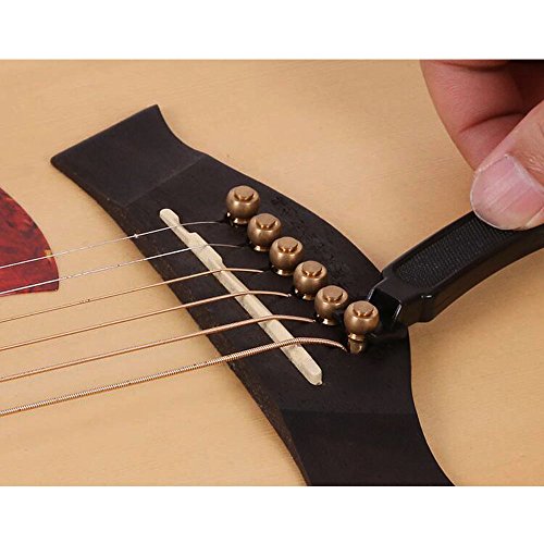 CLOUDMUSIC 3 In 1 Bridge Pin Puller String Cutter String Peg Winder For Guitar Ukulele Stringed Instruments (Black)