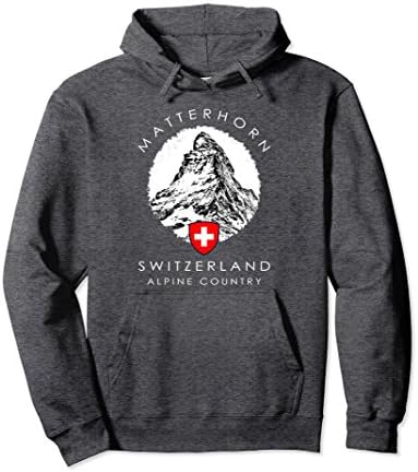 Unisex Switzerland Pullover Hoodie Matterhorn XO4U Original Large Dark Heather