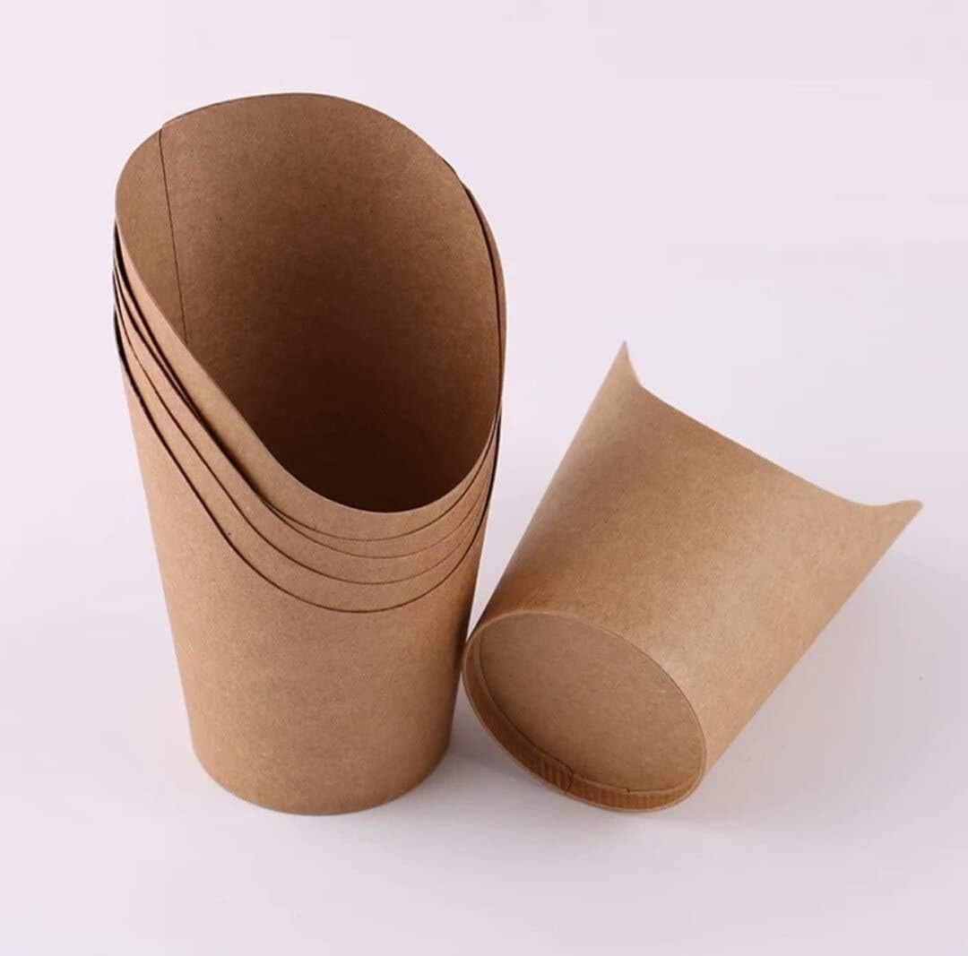 MonLiya 50 Pcs 14oz Disposal Take-Out Party Frozen Dessert Supplies Baking Cakes Egg Puff Waffle French Fries Chips Ice Cream Snacks Kraft Paper Cups Holder (50 Pcs 14oz) - Image 3