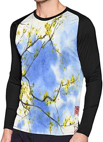 Plum Blossom 9 Mens Long Sleeves Casual 