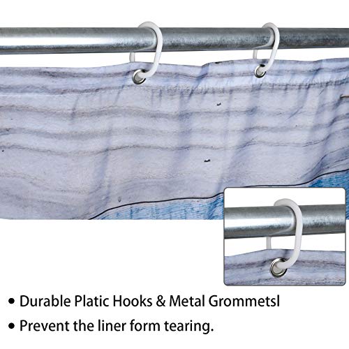 QCWN Rustic Shower Curtain,Blue Fabric Shower Curtain for Bathroom