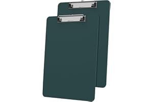 Macroclo Plastic Clipboards 2 Pack, A4 Green Clip Board 8.5x11 for Classroom, Students, Kid, Woman, Size 9" x 12.5" with Low 