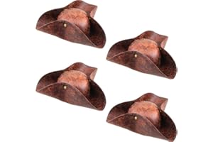 SGBETTER 4 Pack Leather Pirate Hat Brown Tricorn Hat Distressed Pirate Hat for Halloween Cosplay Pirate Theme Party Costume Accessories