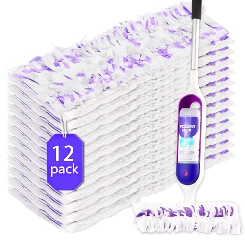 12 Count Disposable Power Mop Pads Refills for Swiffer PowerMop,Multi-Surface Floor Mop Pad Refills Repalcement Pads for Floor Cleaning