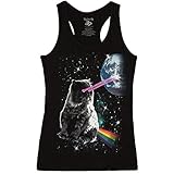 Space Cat Laser Eyes Juniors Tank Top