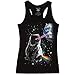 Space Cat Laser Eyes Juniors Tank Top