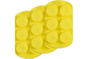 Newk Friut Shaped Silicone Mold, 4 Packs 6- Cavity Lemon 3D Bakeware Mold, Nonstick Food Grade Mold for Soap, Ice Cube, Candies, Fondant, Chocolate