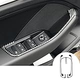 wroadavee Carbon Fiber Inner Car Door Window Switch Cover Trim for Audi A3 S3 2014-2018