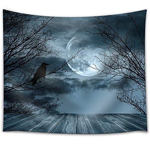 Halloween Background with Spooky Forest and Full Moon Fabric Wall
