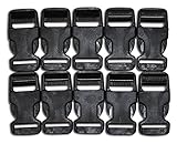 Quick Snap Buckles  Flat Side Plastic Buckles (10-Pack),  Black with Quick Release Mechanism- 1.25x2.65 Inches – Suitable for Crafts & DIY