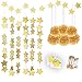 Konsait Gold Twinkle Star Garland 25Feet& Gold Tissue Paper Pom Poms(6pcs), Sparkling Gold Star Banner Bunting and Gold Tissue Paper Flowers for Bridal Baby Showers Birthday Party Hanging Decorations