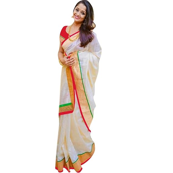 Women's Chanderi Cotton Saree With Unstitched Blouse Piece (Z_R_Off-White)
