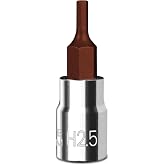 BLACKROBOT 2.5 mm Hex Bit Socket, 1/4 Inch Drive H2.5 Allen Key Socket, Metric, Full Polished, S2 Steel Head Made For Repairing