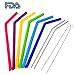 WEBSUN Reusable Silicone Straws Set With Pouch LFGB Approved, 6 PCS Silicone Straws for 30/20oz Yeti/Ozark/Rtic Tumblers, 2 PCS Metal Straws & 2 Cleaning Brushes