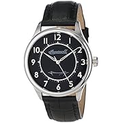Ingersoll Gents Silvertone Mechanical Watch Black Genuine Leather Strap INJA001SLBK