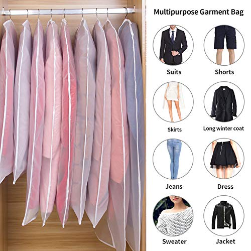 Aufisi Garment Cover Bag, Pack of 7 Premium Quality PEVA Moth Proof Clothes Covers Dustproof Clear Suit Garment Bag Breathable Full Zipper Dust Cover, 4 Pcs 40" x 24" Inch and 3 Pcs 47" x 24" Inch - Thumbnail 6