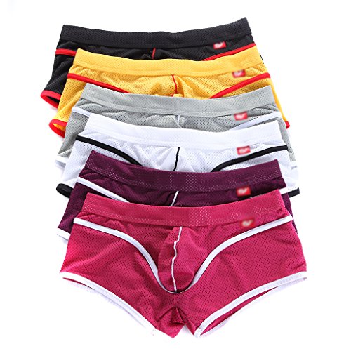 SiikWorld Mesh Convex Pouch Boxer Brief Pack of 6 US Small Asia M