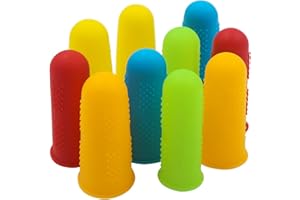 Qulable 10 Pieces Silicone Finger,Finger Protector, Finger Sleeves Great for Glue/Craft/Sewist/Wax/Rosin/Resin/Honey/Adhesives/Finger Cracking/Sport games (Colors)
