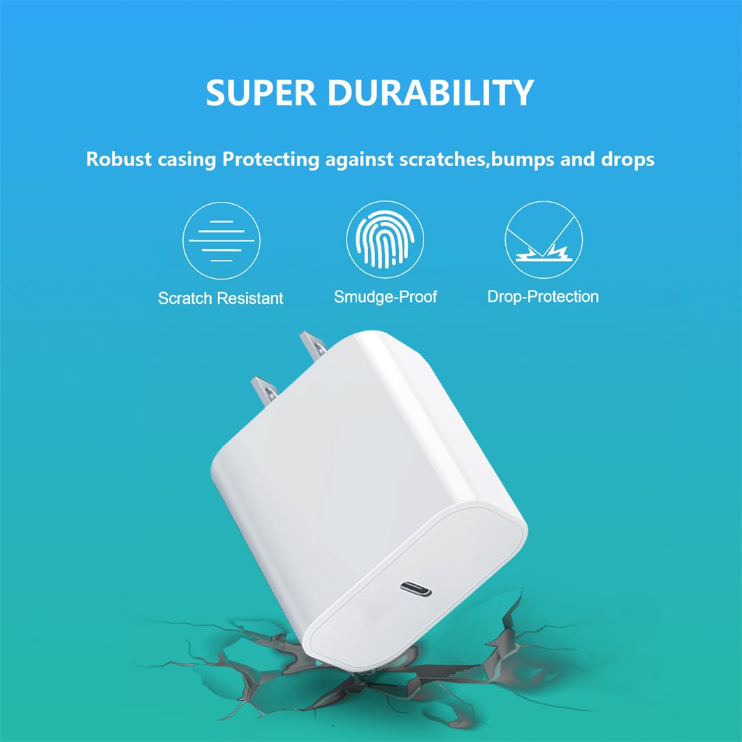 USB-C Charger Block 20w Compatible with Apple Watch Block, iWatch Series Ultra/10/9/8/7/6/SE/SE2/5/4/3,iPhone 16/15,gvmkwejk Type-C PD Fast Charging USBC Power Adapter,1-Pack White