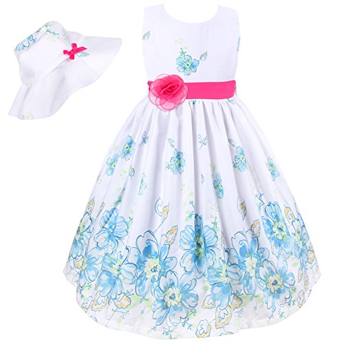 Mingao Flower Girl Dress 2 Pcs Rose Christmas Party with Hat 2 Years