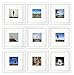 Tiny Mighty Frames 9-Set, Wood, Square, Instagram, Photo Frame, 4x4 (Mat), 8x8 (9, White)