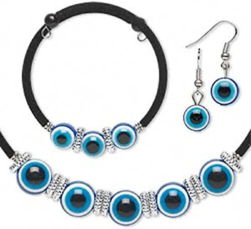 Gypsy Fortune Teller Lucky Charm-EVIL EYE JEWELRY SET-Necklace-Bracelet-Earrings