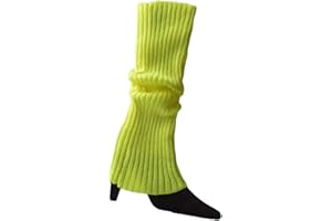 Bottone Women 80s Fluorescent Colored Knit Leg Warmers Ribbed Footless Socks Stockings Halloween Accessories Ribbed