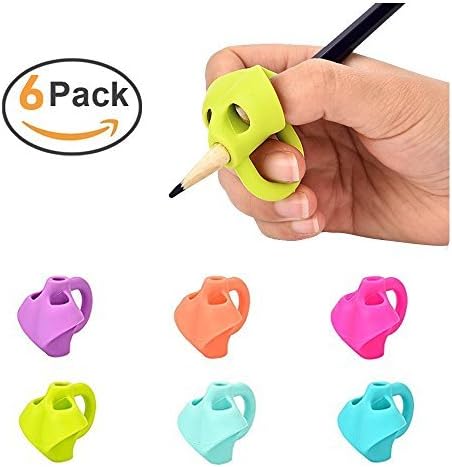 The Pencil Grip, Bluegogo Universal Ergonomic Writing Aid for Righties and Lefties, Pencil Grips, Crossover Grip, Pinch Grip, Pencil Grip, Training Gripper for Kids Preschoolers Children (6 PCS )