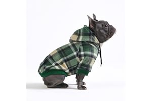 Spark Paws Dog Hoodie – Premium Dog Sweater for Small, Medium, and Large Dogs | Warm Outfits for French Bulldogs, Pitbull, Puppy, Winter Jacket Alternative - Green Plaid - L