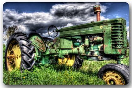 old farm tractor antique Door Mats Cover Non-Slip Machine Washable Outdoor Indoor Bathroom Kitchen Decor Rug Mat Welcome Doormat - 23.6"(L) x 15.7"(W), 3/16" Thickness