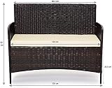 EVRE Black Rattan Garden Furniture Set 4 Seater with Cushions Glass Table view 8