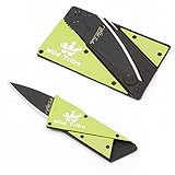 Card Shaped Folding Knife Survival Knife Pocket Knife,with Stainless Steel Shell Black Blade(Green)
