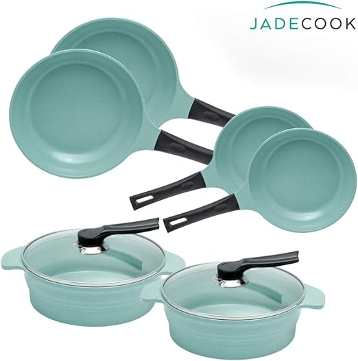 JADE COOK Batería de cocina (2 Pack). Cocina SANO, RÁPIDO y FÁCIL. Para