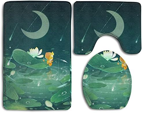 NEW Lotus Elf 3 Piece Bathroom Mats Set Non-Slip Bathroom Rugs/Contour Mat/Toilet Cover