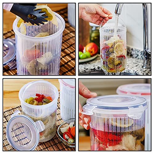 Crystalia Pickle Jar with Strainer Insert, Deli Food Storage Container