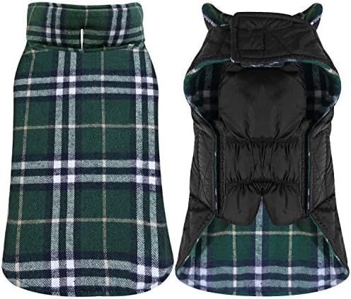 TPYQdirect Dog Coats for Extra Large Size Dogs - Reversible Plaid Dog Jackets - Windproof Waterproof Dog Sweater with Padded Collar, Keep Your Pet Warm in Winter Cold Weather! Green XXXL