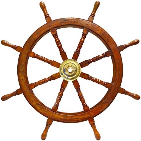 Ship Wheel Ships Steering Wheel Boat Wheel Pirate Ship Wheel Captains Wheel Nautical Decor Wooden Ship Wheel (36 inch Dia)