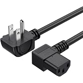 CableCreation 3 Feet Power Cord for NEMA 5-15P to IEC320 C13 Angle Cord | 3 Feet 18 AWG Universal Power Cord for NEMA 5-15P Angle Type to IEC320 C13 Angle Type Cable, 0.915M / Black