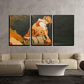 3 Piece Canvas Wall Art - Beautiful Image of an Original Oil Painting on Canvas - Modern Home Art Stretched and Framed Ready to Hang - 16"x24"x3 Panels