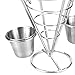 HoststyleZ French Fries Holder, Stainless Steel Party Platter, Serving Trays for parties Cone Fries Popcorn Vegetables Fruit with Double Sauce Dishes