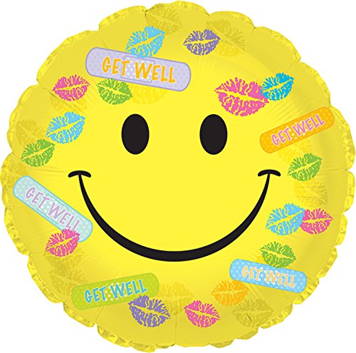 Creative Converting CTI Mylar Balloons, Get Well Band-Aids, 17", Yellow pack of 5