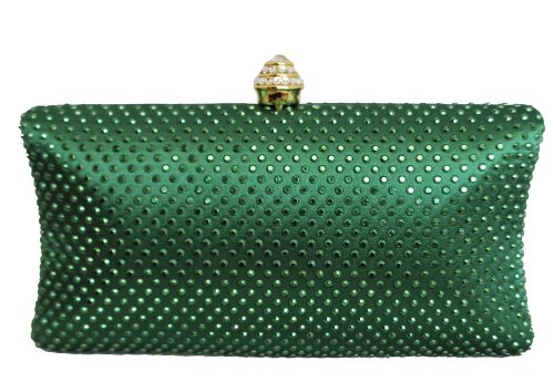 Chicastic Green Rhinestone Crystal Hard Box Wedding Cocktail Evening Clutch Bag