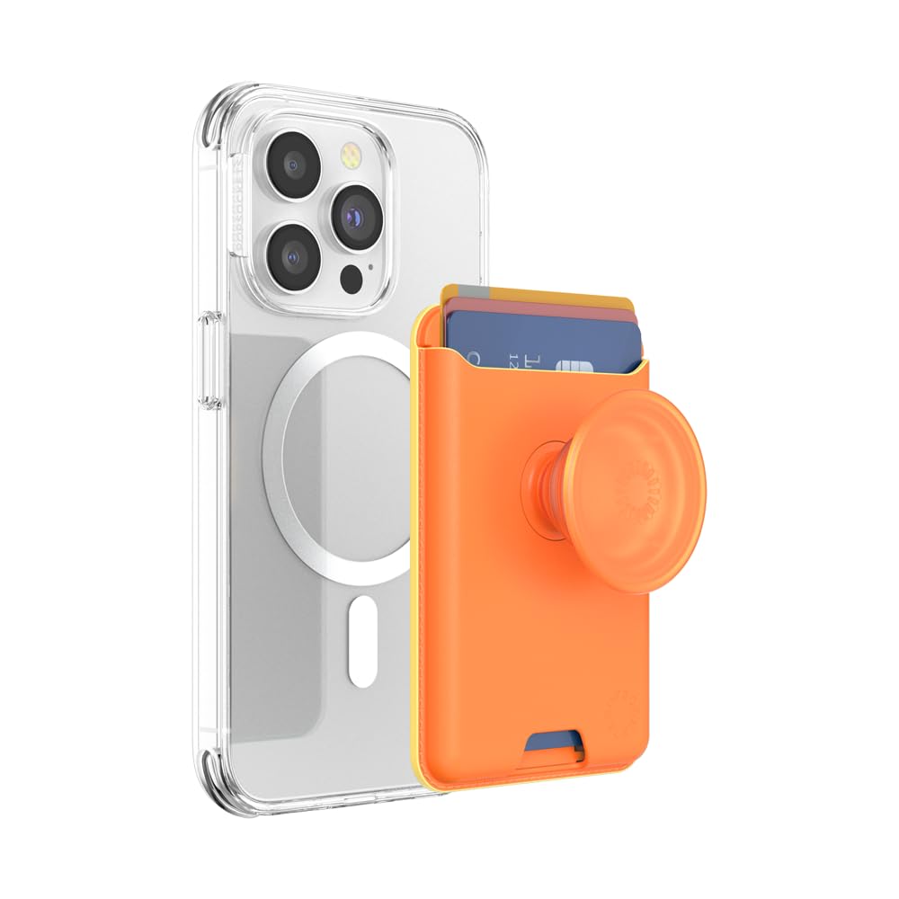 PopSockets Softgoods Phone Wallet with Expanding Grip and Adapter Ring for MagSafe, Phone Card Holder, Wireless Charging Compatible, Wallet Compatible with MagSafe - Cantaloupe — image 1