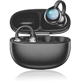 Open Ear Clip Headphones, Wireless Earbuds Bluetooth 5.4 The Over Ear Buds Earphones Built-in Mic with Ear Hooks, 36H Playtime,for iOS and Android (Black)