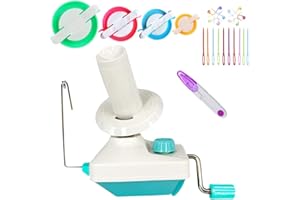 RRIGO Yarn Ball Winder, Convenient Yarn Winder for Yarn,Yarn Swift and Ball Winder Combo with Easy Installation for Yarn Storage +1 Set 4 Size Pompom Maker+20 Pieces Stitch Knitting Needles+1 PCS Scissors