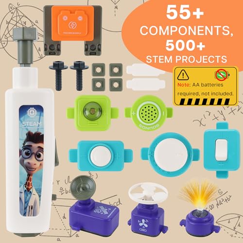 TINYLENS Science Kits for Kids Age 5-7 8-12, Electronics Circuit Exploration Kit with 58 Parts and 12 Task Cards, Learn Basic & Advanced Circuits with Fun, STEM Toys Gift for Boys Girls