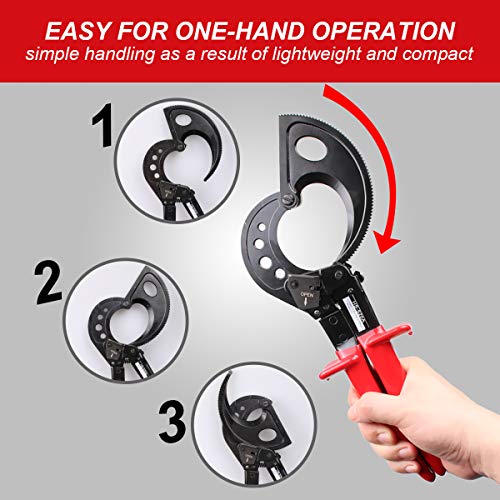 LUBAN Ratchet Cable Cutter, Heavy Duty Wire Cutter for Aluminum Copper